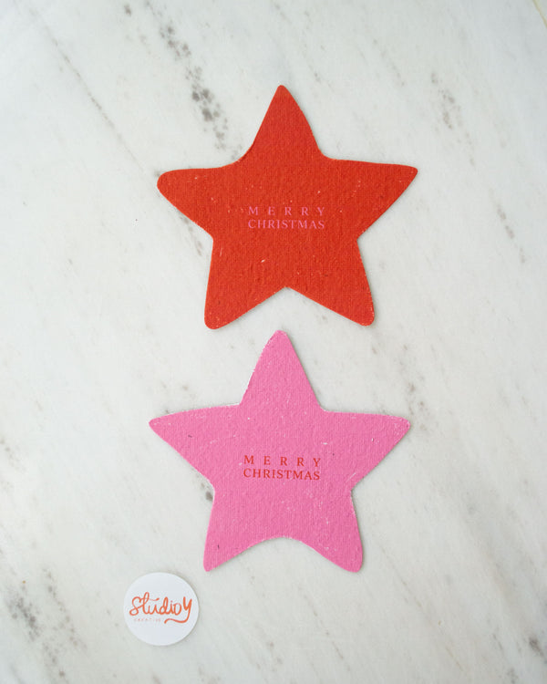 Large Christmas Stars Gift Tags (Red or Pink)