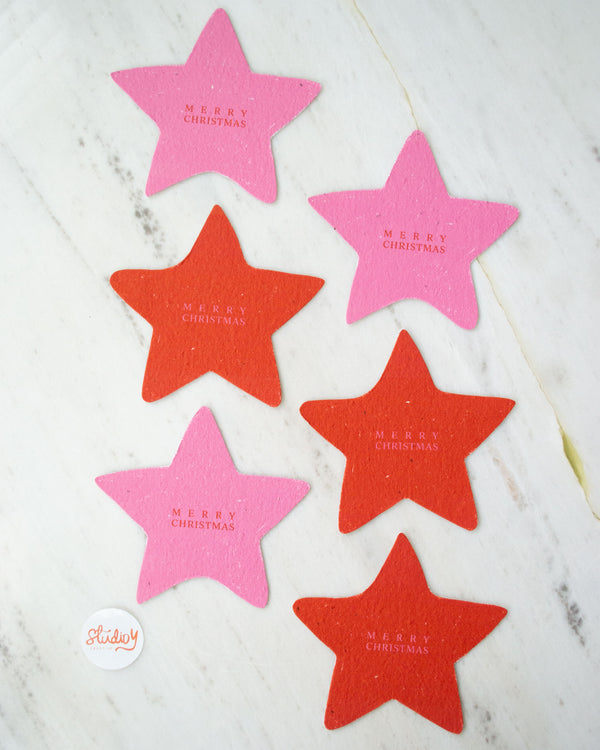 Large Christmas Stars Gift Tags (Red or Pink)