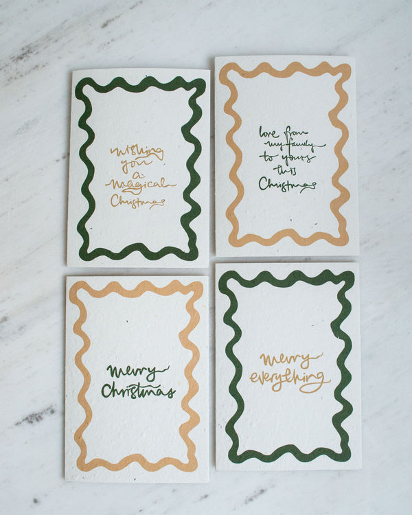 4 Pack Greeting Cards - MERRY CHRISTMAS (NEUTRAL)