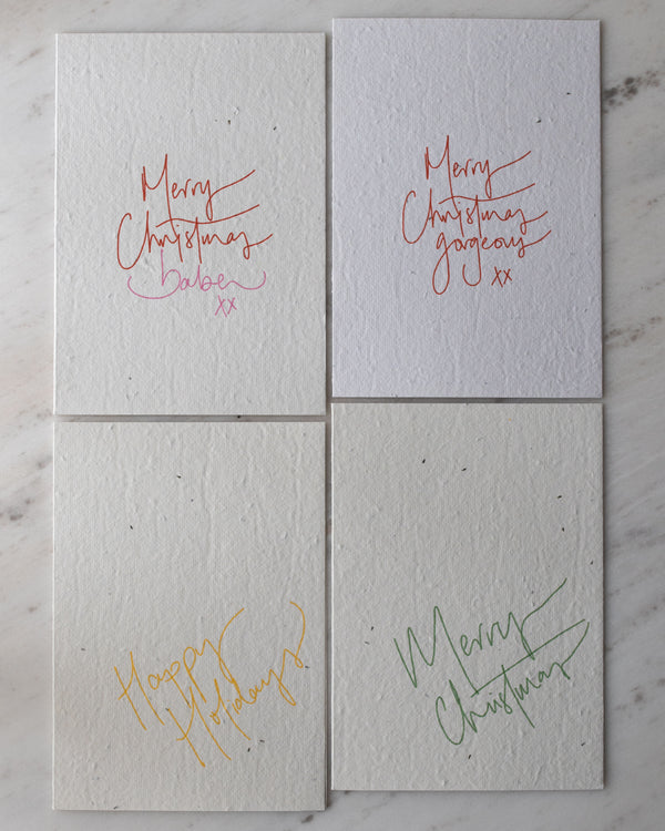 4 Pack Greeting Cards - HANDWRITTEN CHRISTMAS